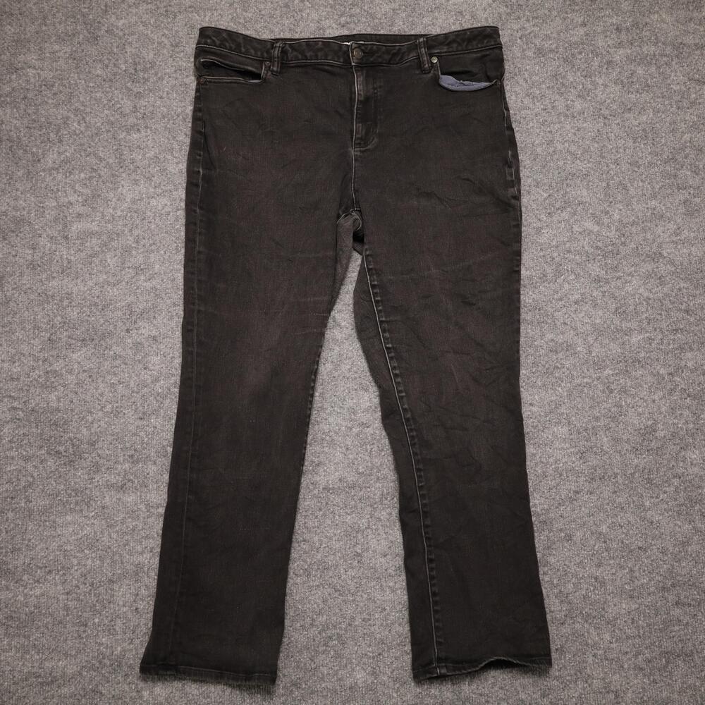 Lands' End Jeans Womens 18 Gray Charcoal Wash Mid Rise Straight Denim Classic